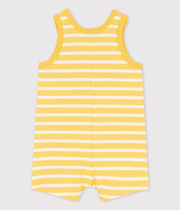 Babies' Thick Jersey Short Playsuit yellow/white
