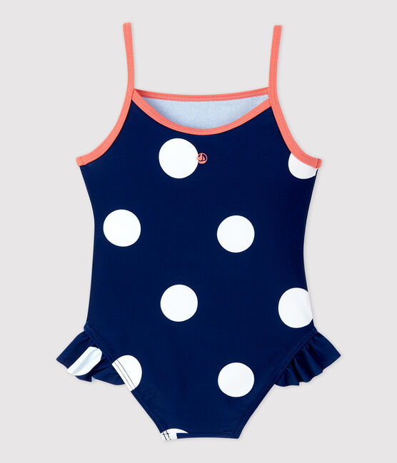 Babies' Eco-Friendly Swimsuit MEDIEVAL blue/MARSHMALLOW white