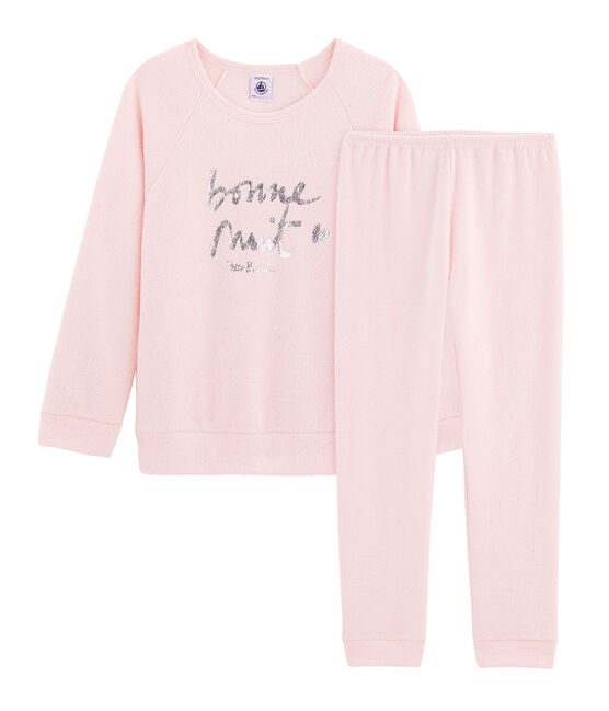 Girls' Pyjamas in Extra Warm Brushed Terry Towelling MINOIS pink
