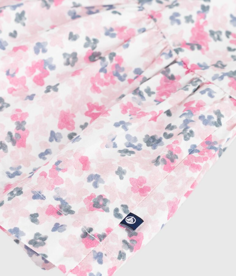 Children's short-sleeved printed cotton dress white/multicolor
