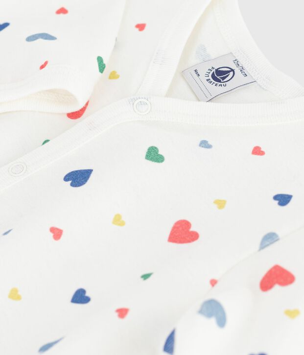 Babies' footless printed cotton pyjama suit white/multicolor