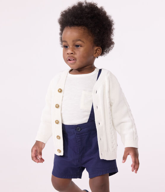 Babies' cotton cardigan MARSHMALLOW white