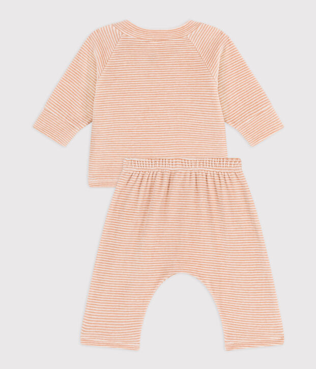 Babies' Cotton Velour Clothing - 2-Piece Set beige/white