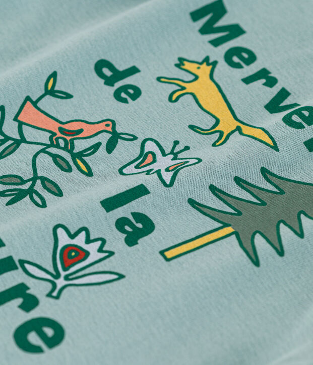 Girls' long-sleeved cotton T-shirt green