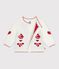 Babies' jaquard-patterned cardigan knitted in wool and cotton white/red