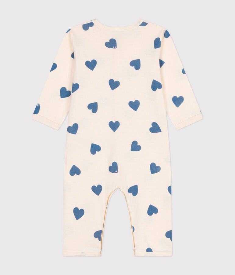 Babies' printed cotton footless pyjama suit Ecru/blue