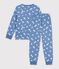 Children's fleece pyjamas with hearts blue/white