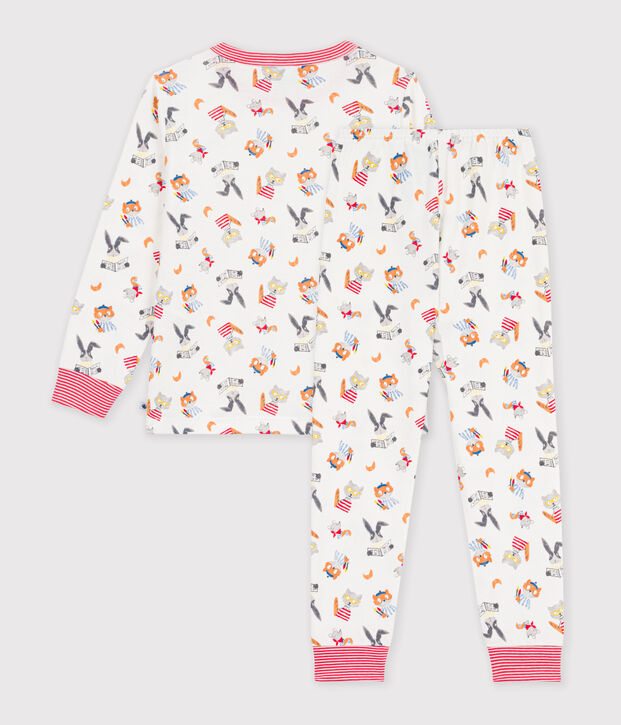 Children's pyjamas in cotton with an animal print white/multicolor
