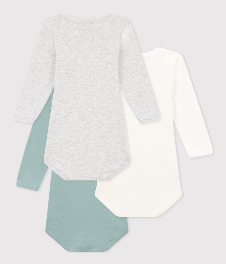 Babies' Long-Sleeved Cotton Bodysuits - 3-Pack multicolor