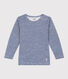Children's long-sleeved wool and cotton striped T-shirt