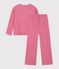 Women's plain ribbed velour pyjamas pink