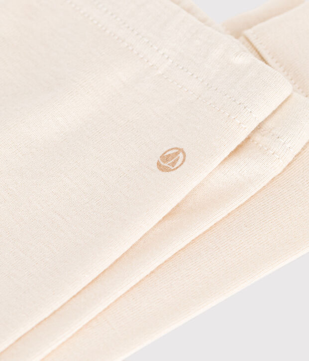 Babies' plain cotton leggings Ecru