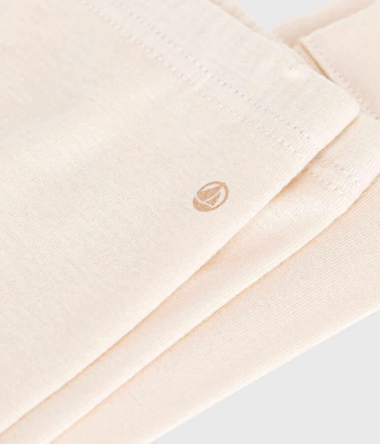 Babies' plain cotton leggings Ecru