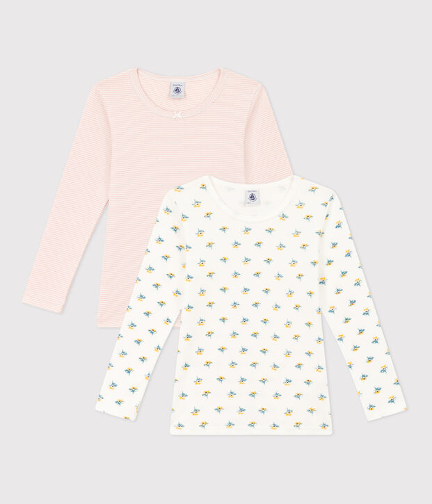 Girls' Flower Long-Sleeved Cotton T-Shirts - 2-Pack multicolor