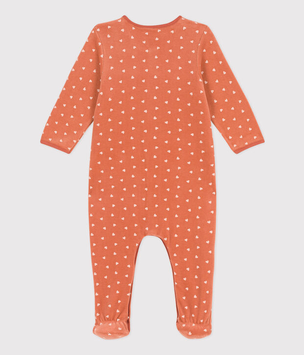 Babies' Patterned Velour Sleepsuit pink/ecru