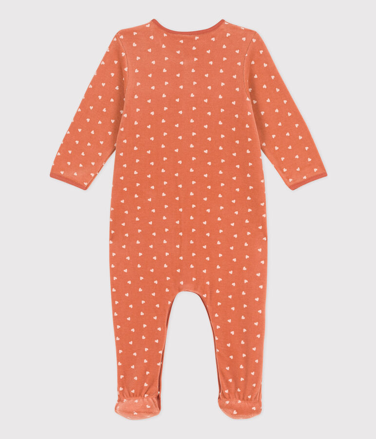 Babies' Patterned Velour Sleepsuit pink/ecru