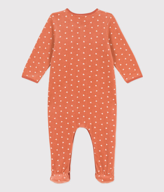 Babies' Patterned Velour Sleepsuit BRANDY /AVALANCHE