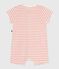 Babies' stripy cotton terry playsuit MARSHMALLOW orange/ABRICOT