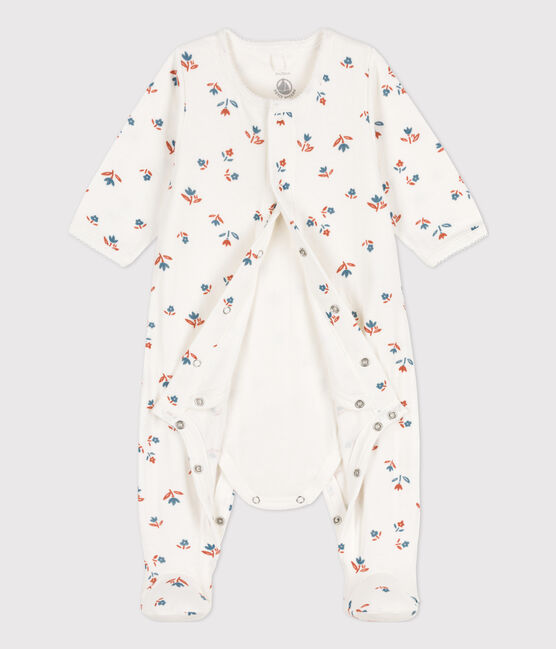 Babies' Floral Tube Knit Bodyjama MARSHMALLOW white/MULTICO white