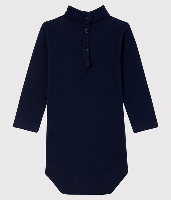 Baby's long-sleeved roll-neck bodysuit SMOKING blue