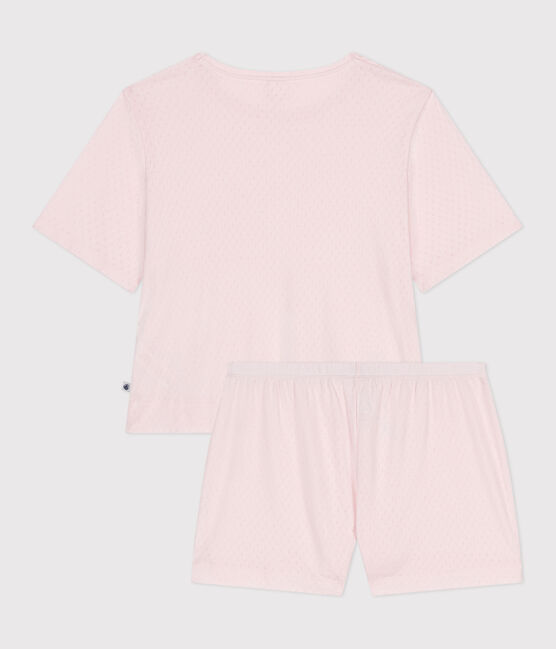 Women's short-sleeved short cotton pyjamas FLEUR pink