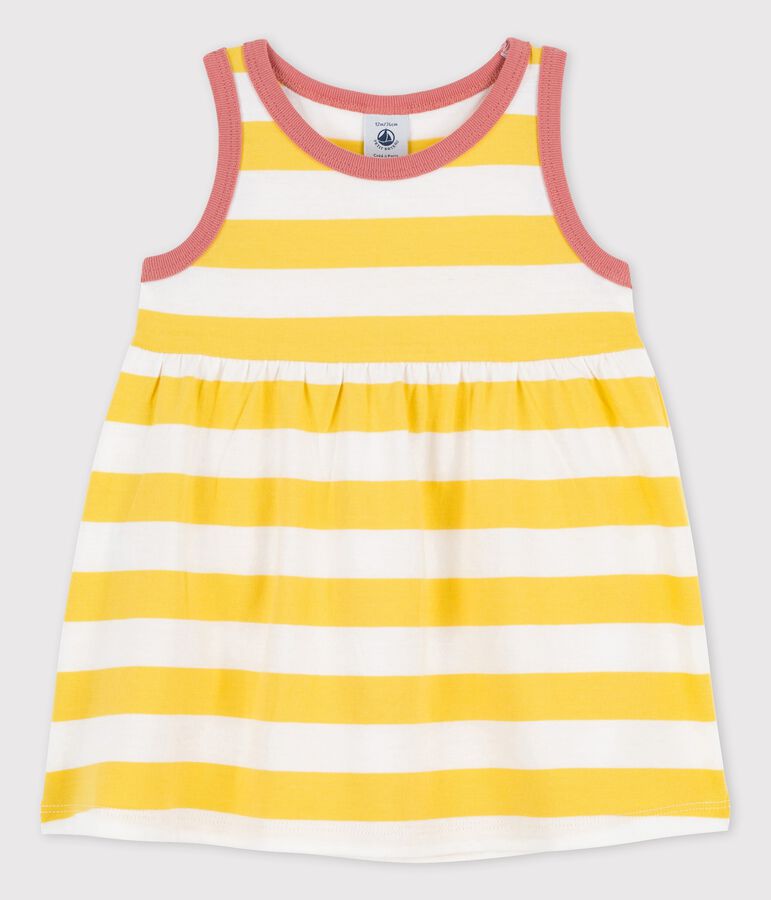 Babies' Sleeveless Striped Jersey Dress yellow/white