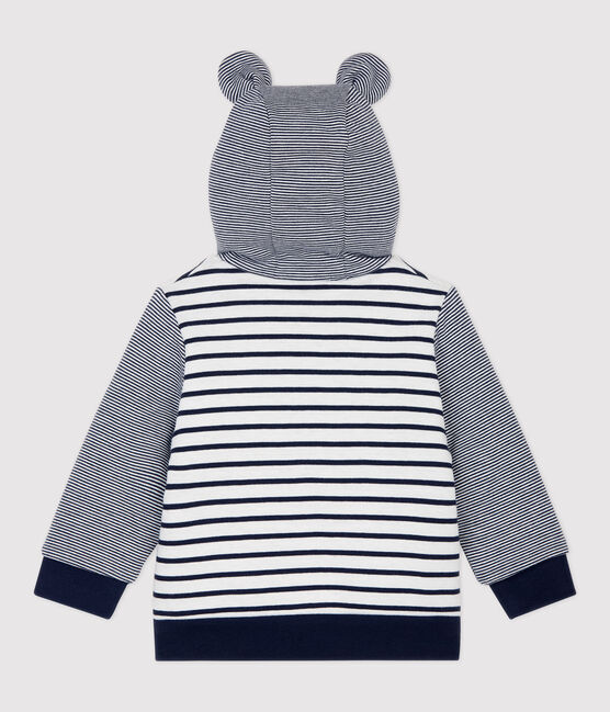 Babies' Sherpa Baseball Jacket MARSHMALLOW white/SMOKING blue