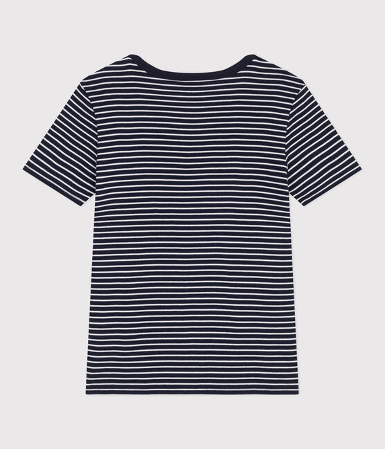 Women's Iconic striped cotton T-Shirt SMOKING blue/MARSHMALLOW white