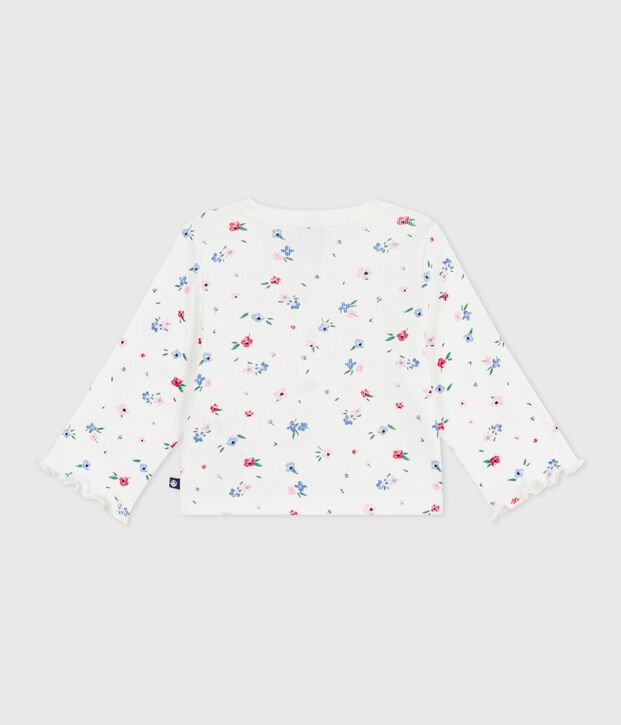 Babies' floral-print cotton cardigan white/multicolor