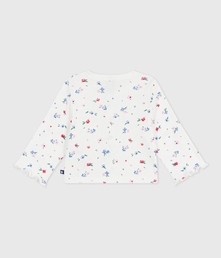 Babies' floral-print cotton cardigan MARSHMALLOW white/MULTICO white