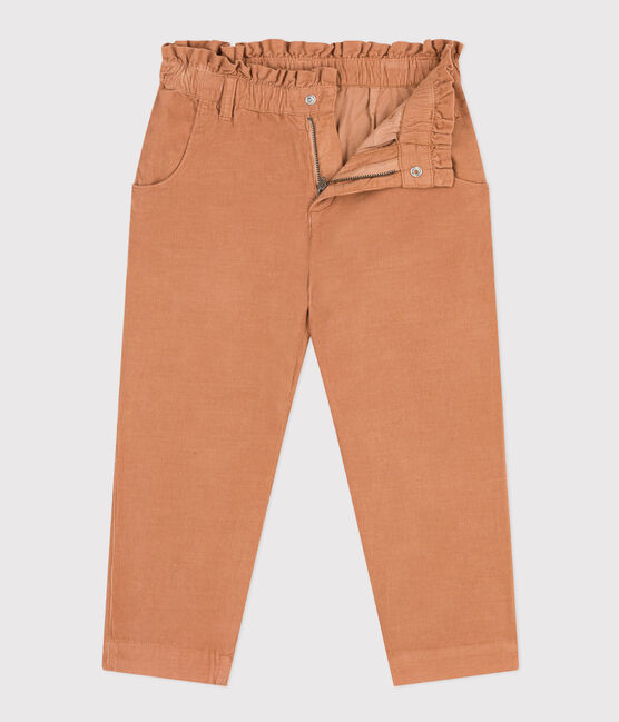 Girl's straight fit trousers in soft velvet SIENNA pink