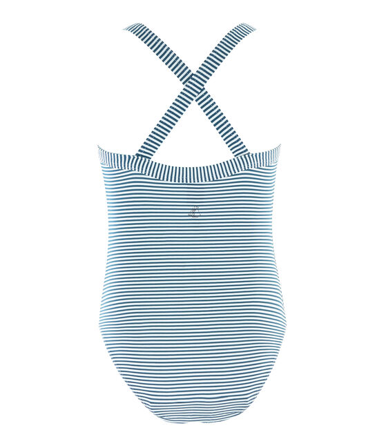 Girls' One-Piece Swimsuit PINEDE green/MARSHMALLOW white