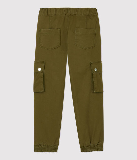 Girls' Cotton Gabardine Cargo Trousers MILITARY green