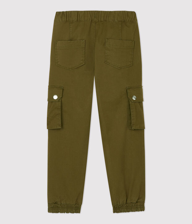 Girls' Cotton Gabardine Cargo Trousers green