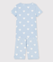 Girls' Blue Heart Pattern Organic Cotton Short Pyjamas JASMIN blue/MARSHMALLOW white