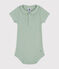 Babies' Short-Sleeved Cotton Bodysuit with Peter Pan Collar HERBIER green