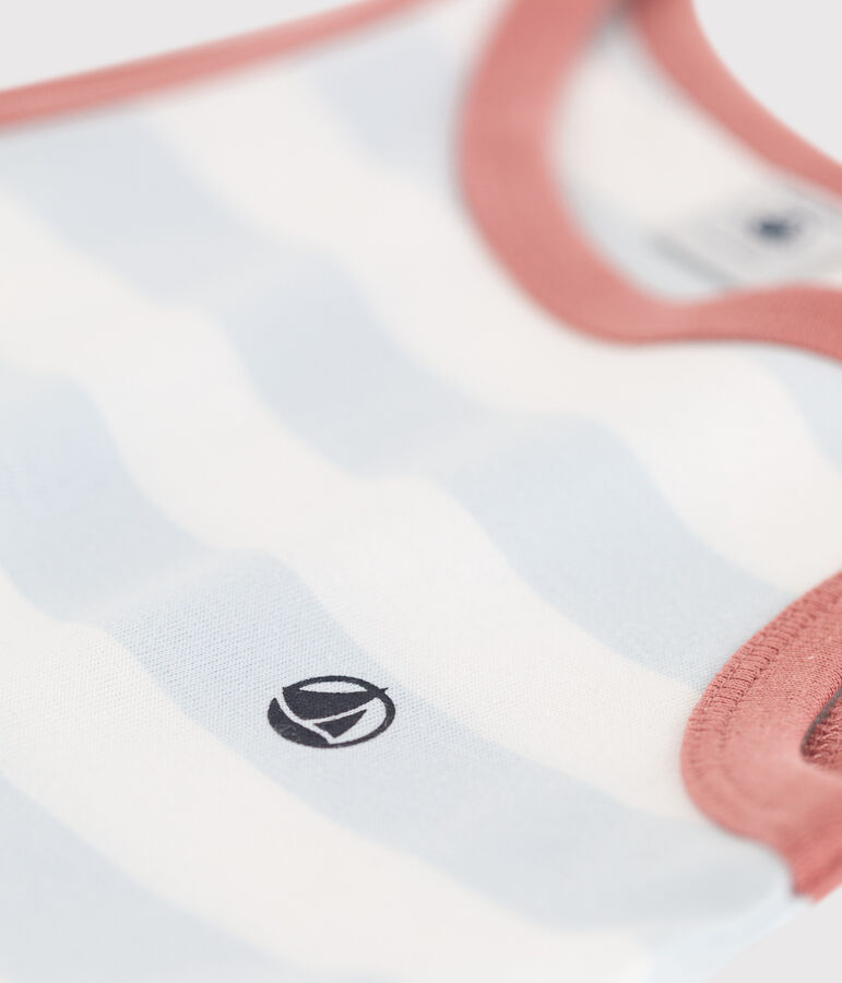 Girls' Sleeveless Stripy Cotton Dress PLEINAIR /MARSHMALLOW