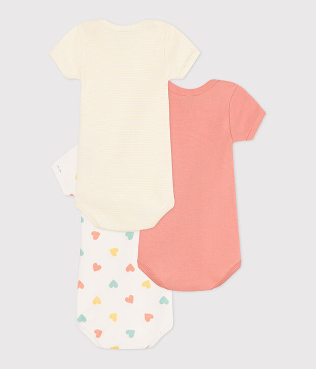 Babies' heart patterned short-sleeved cotton bodies - 3-Pack multicolor