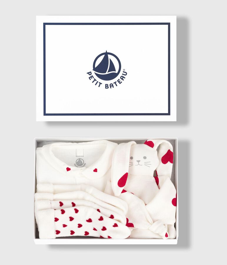 Newborn babies' cotton body, comforter and socks set multicolor