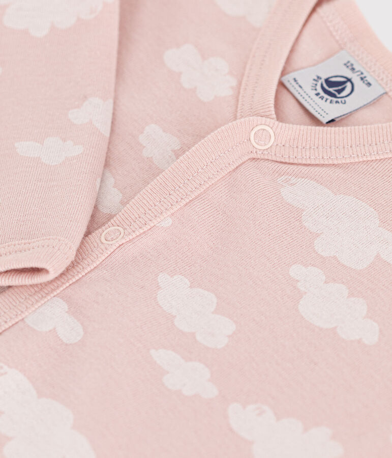 Babies' Patterned Footless Cotton Pyjamas pink/white