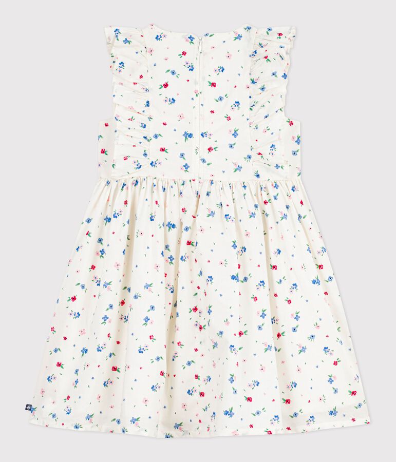 Children's sleeveless floral print cotton dress white/multicolor