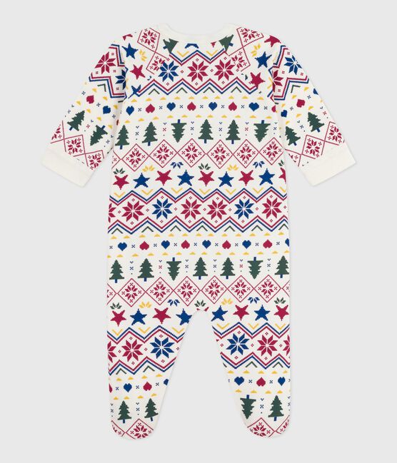 Babies' Christmas-print pyjamas in brushed fleece with a zip MILK /MULTICO
