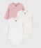 Pack of babies' long-sleeved printed cotton wrapover bodies multicolor