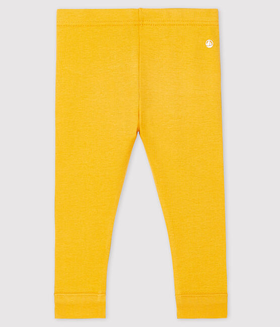 Baby girl's leggings in plain 1x1 rib knit BOUDOR yellow