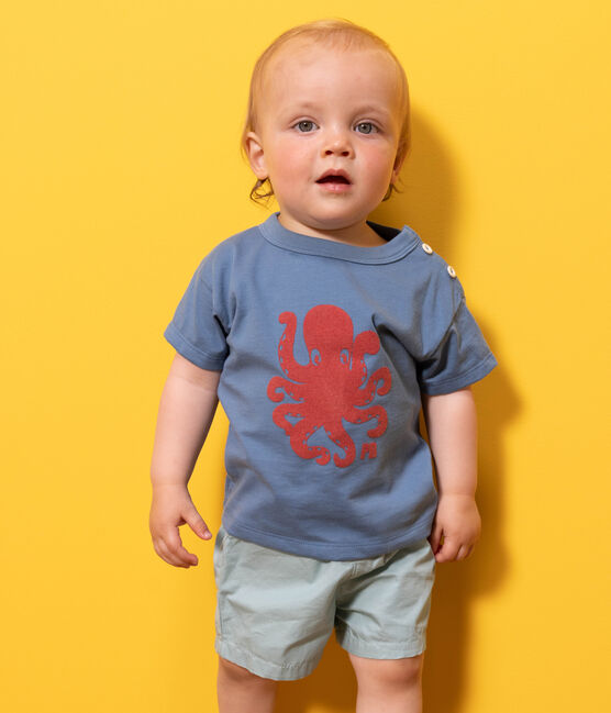 Babies' Short-Sleeved Jersey T-Shirt With Motif LAVIS blue