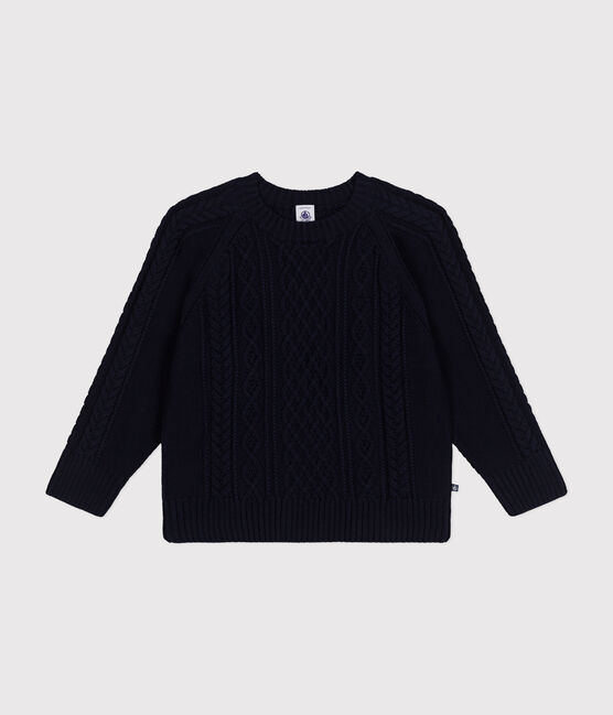 Children's unisex cotton Aran jumper SMOKING blue