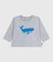 Babies' long-sleeved T-shirt with a whale design FUMEE CHINE grey