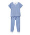 Boy's short-sleeved double knit pyjamas ECUME white/PERSE blue