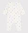 Babies' heart print footless cotton pyjama suit MARSHMALLOW white/MULTICO white