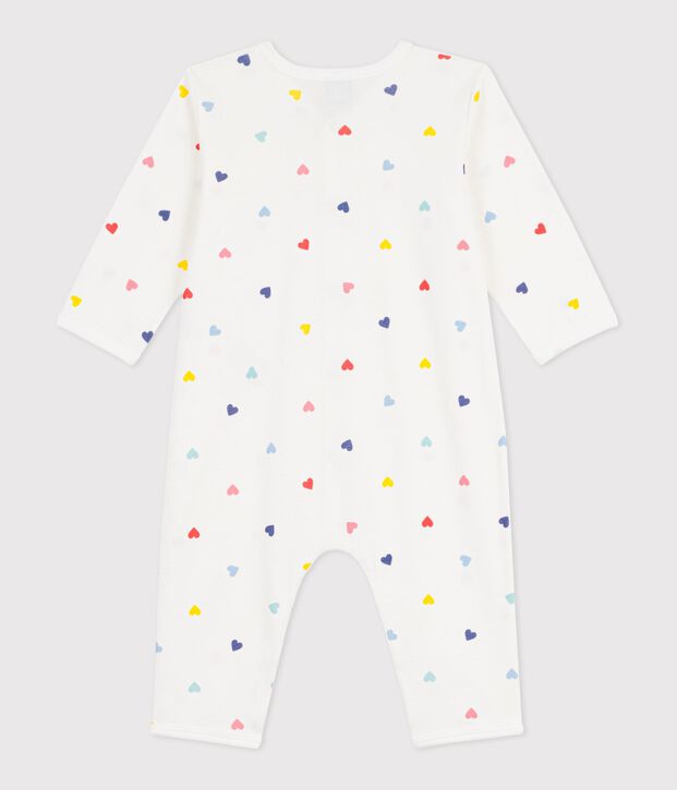 Babies' heart print footless cotton pyjama suit white/multicolor